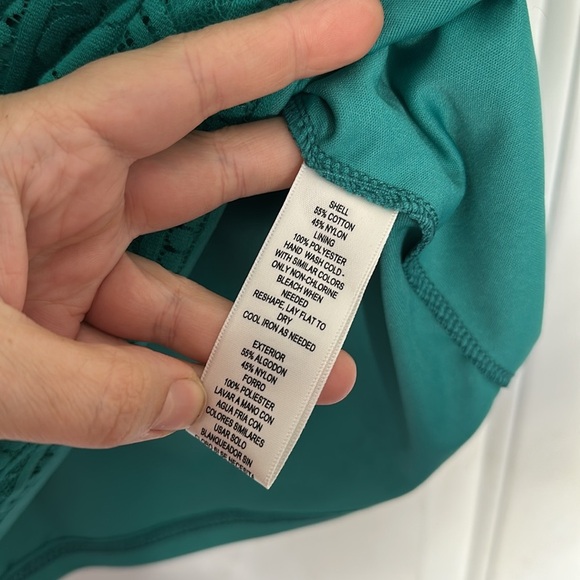 Eliza J Sleeveless Floral Lace Overlay Mini Shift Dress Cocktail Green Sz 2 - Picture 6 of 9